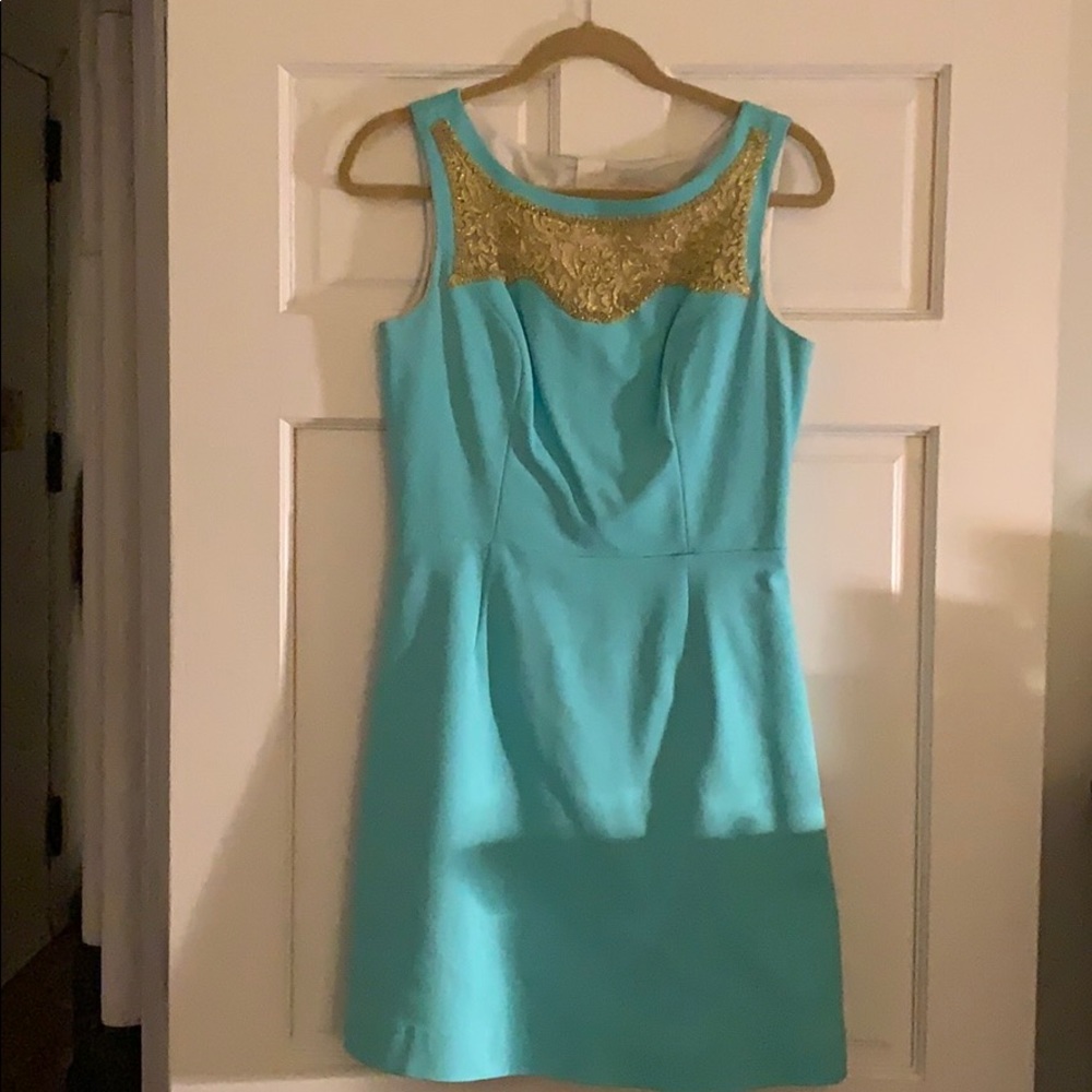 Lilly Pulitzer size 6 Turquoise/gold dress